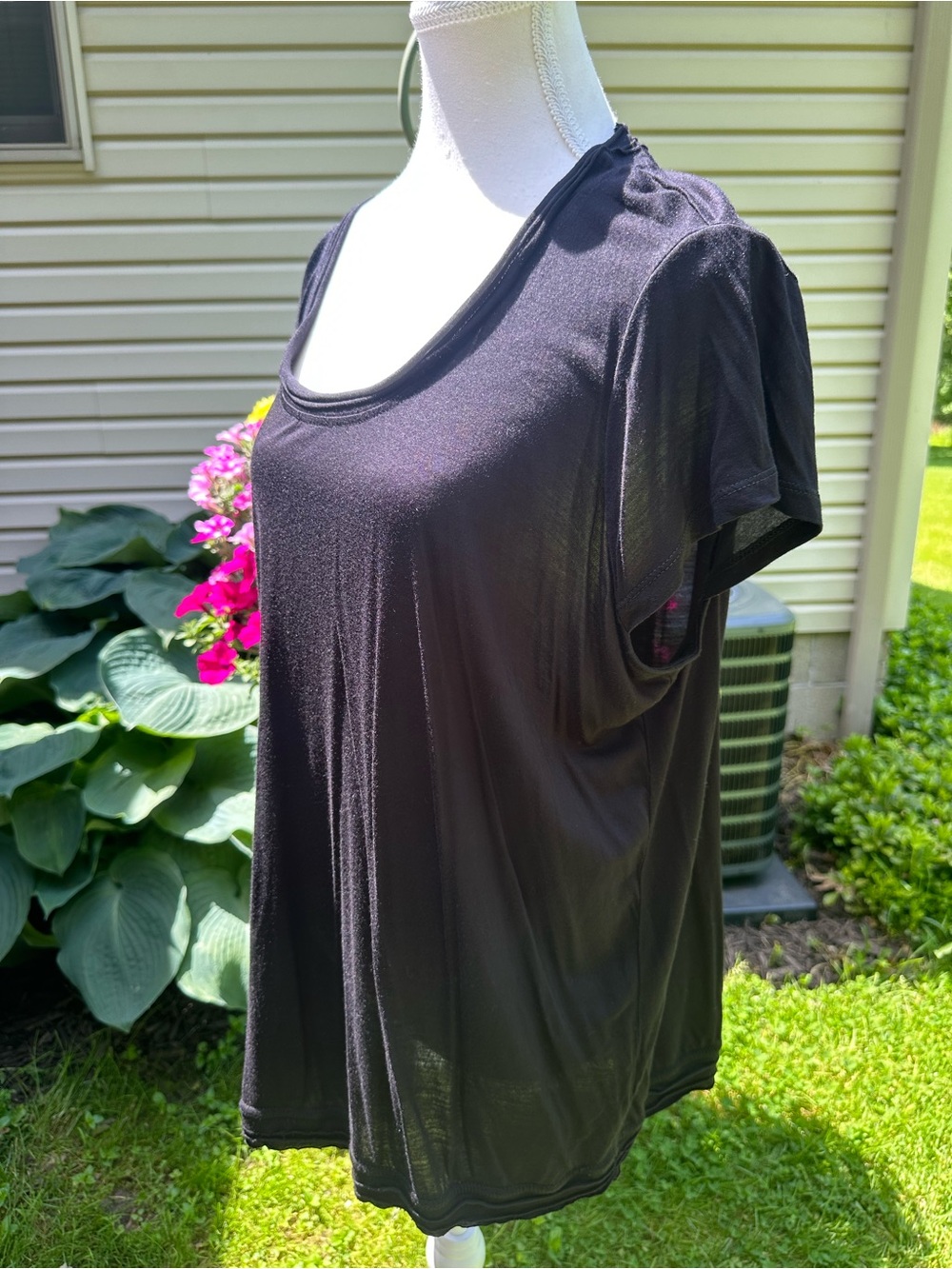 Philosophy Basic Scoop Neck Women's Top - Black 1x - Picture 3 of 6